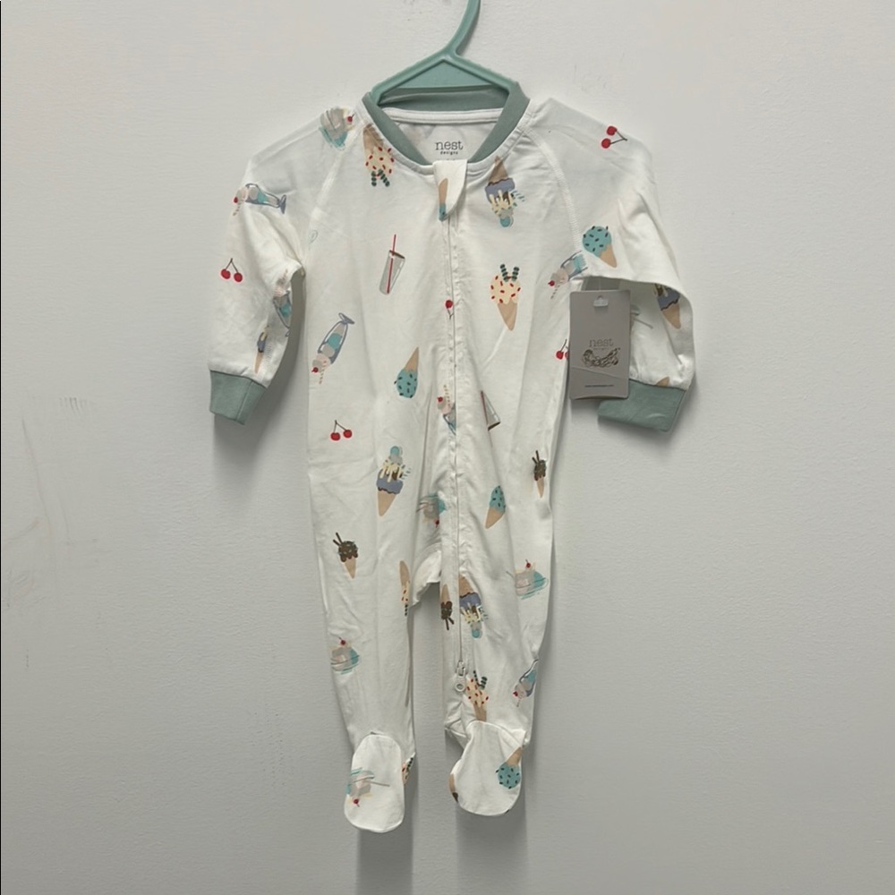 White Ice Cream Print Kids One Piece